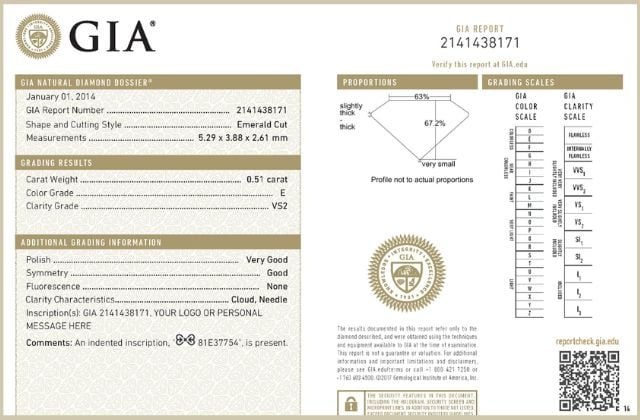 Giấy kiểm định kim cương cung cấp thông tin chi tiết về chất lượng viên kim cương.