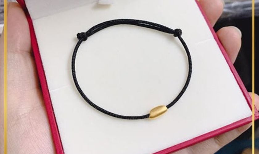 Vòng tay hạt gạo vàng 24K chỉ đen