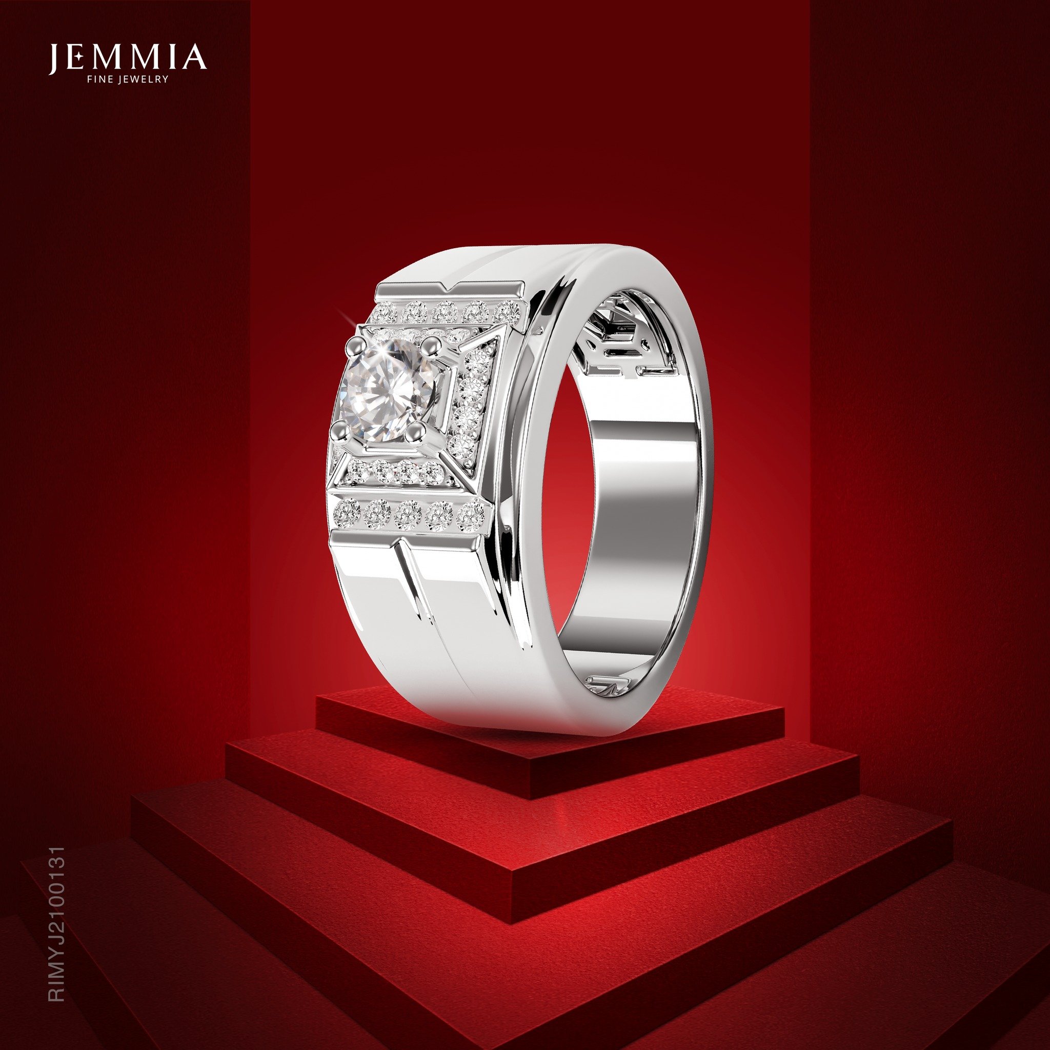 Nhẫn nam kim cương thiết kế mạnh mẽ