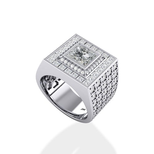 Nhẫn kim cương mặt vuông cá tính