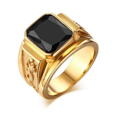 Nhẫn nam vàng 18k hột đen với thiết kế mạnh mẽ, tinh xảo