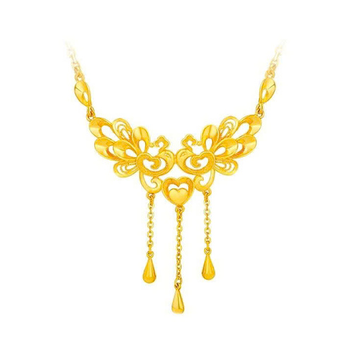 Dây chuyền cưới vàng 24K hình chim công giàu sang, quyền quý