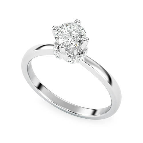 Nhẫn vàng trắng 18K kim cương nữ dáng Solitaire tinh tế, sang trọng