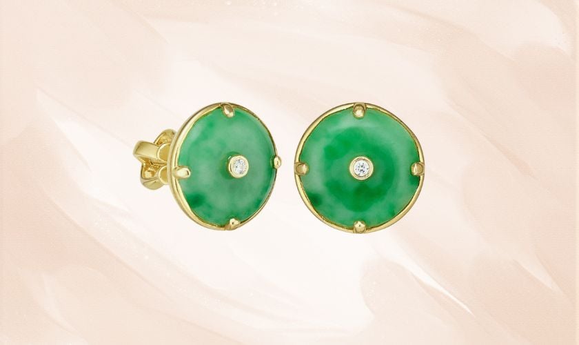 Bông tai đá Cẩm Thạch vàng 18K