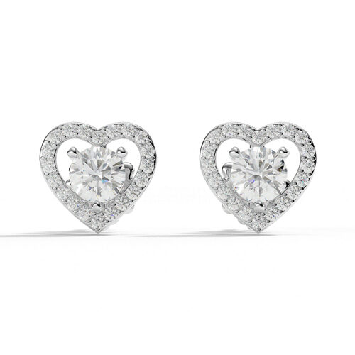 Mẫu bông tai vàng 18K VBT2022042580 đính đá trái tim ngọt ngào