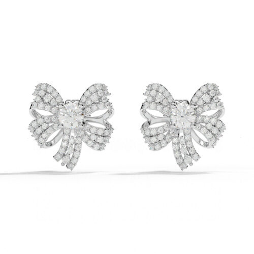 Mẫu bông tai vàng 18K VBT2022042581 đính đá chiếc nơ xinh xắn