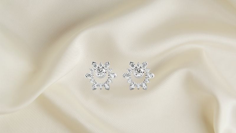 Bông tai kim cương tự nhiên 3ly6 kiểu dáng bông tuyết