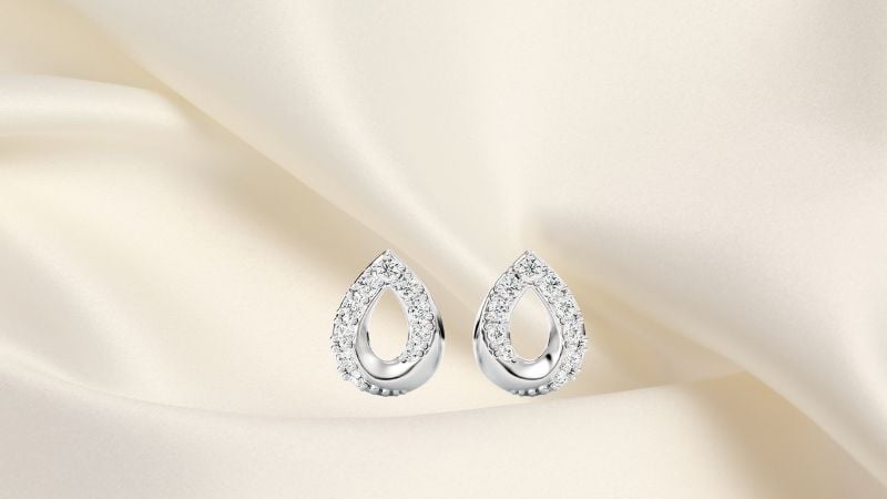 Bông tai kim cương 3ly6 thiết kế hình giọt nước