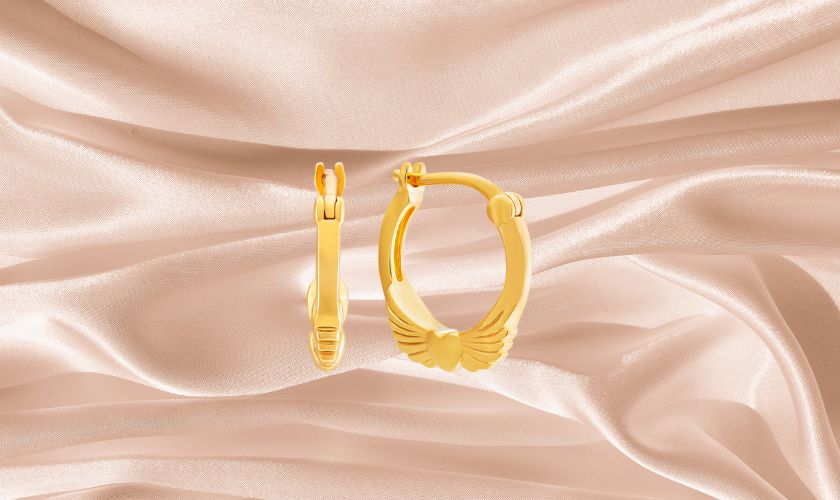 Bông tai cho bé gái vàng 18K kiểu dáng đôi cánh dễ thương