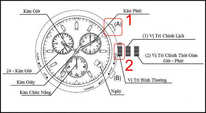 cách chỉnh ngày đồng hồ citizen eco drive 3 kim