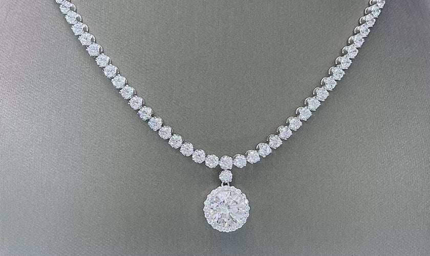 Dây chuyền bi vàng trắng đính đá