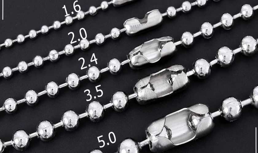 Kích thước hạt bi của dây chuyền bi trắng