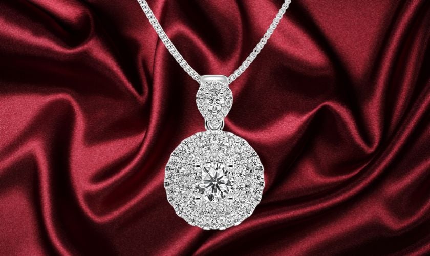 Dây chuyền vàng nữ 18k 1 chỉ mặt halo sang trọng