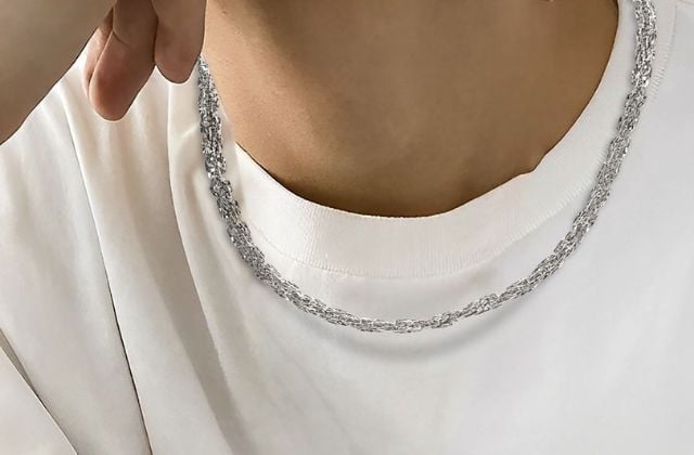 Trang sức dây chuyền vàng trắng 10K thiết kế ấn tượng