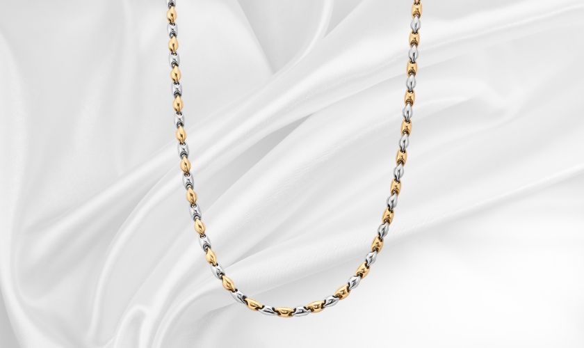 Dây chuyền nam vàng Ý 18K màu trắng vàng thanh lịch