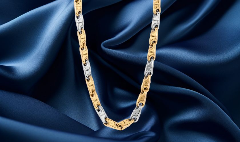 Dây chuyền vàng Ý 18K hình mắt xích dẹp dành cho nam