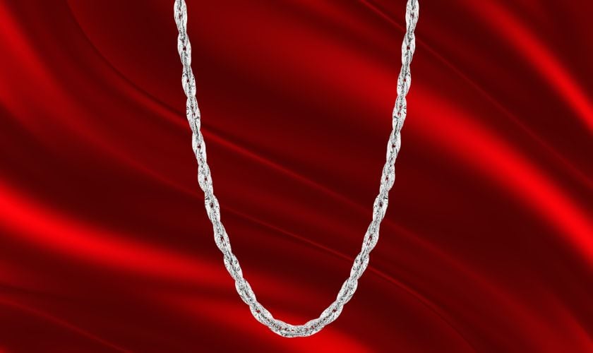 Trang sức vòng cổ từ vàng trắng kiểu xoắn hiện đại, phóng khoáng