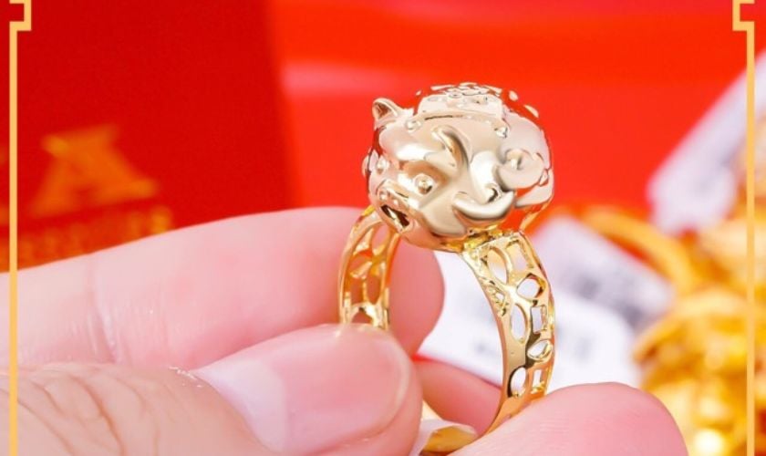 Nhẫn kim tiền heo vàng 9999