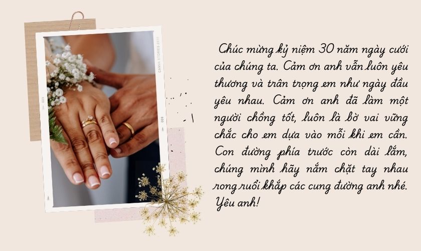 Bài Viết Kỷ Niệm 30 Năm Ngày Cưới