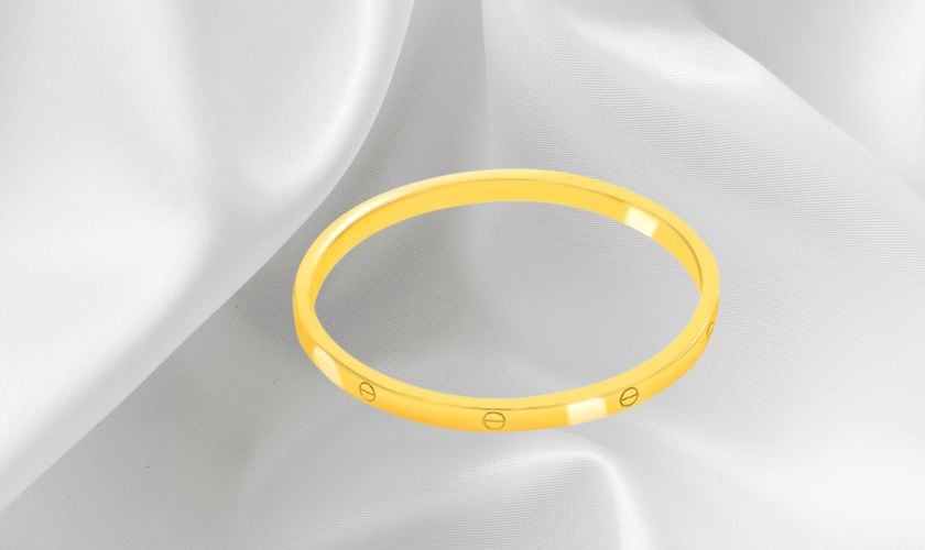 Lắc tay nữ trơn vàng 610 họa tiết tinh giản