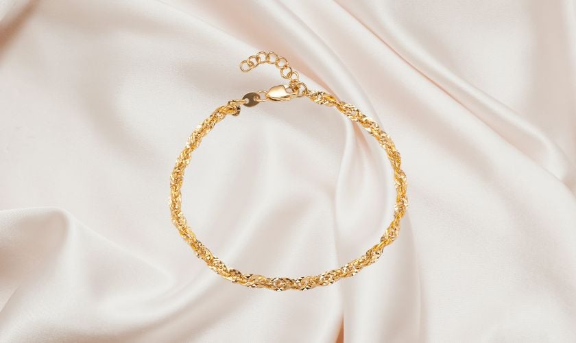 Lắc tay nữ vàng Ý 18K xoắn