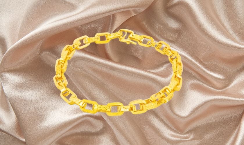 Lắc tay vàng 18K nam kiểu mắt xích vuông