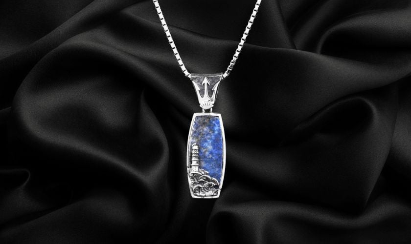 Mặt dây chuyền nam bằng đá Lapis Lazuli tinh xảo
