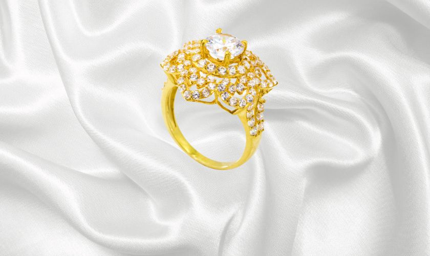 Nhẫn vàng 9999 nữ mặt thiết kế hình bông hoa tinh xảo