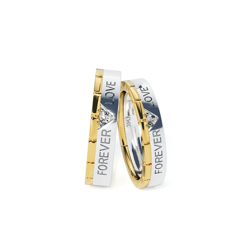 NC2022012449 - Nhẫn cưới 18K vàng Ý chữ Forever Love