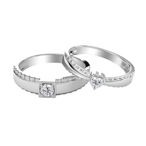 NC2023033115 - Nhẫn cưới 18K vàng Ý đính đá trái tim