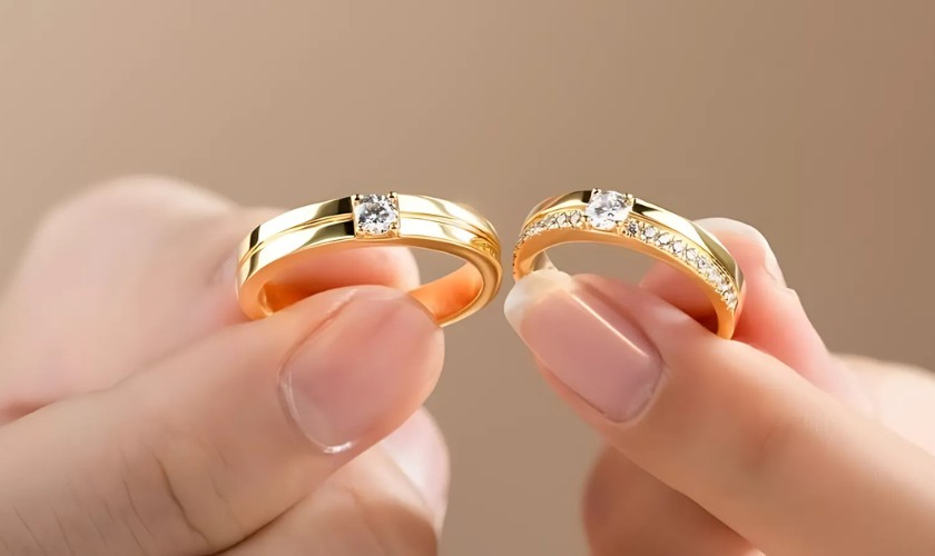 Mẫu nhẫn cưới vàng ta đính đá