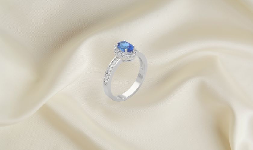 Trang sức phong thủy nhẫn đá sapphire xanh dương hoàn hảo