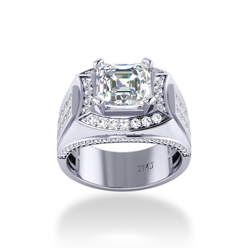 Nhẫn vàng trắng 18K kim cương nam đẳng cấp, sang trọng