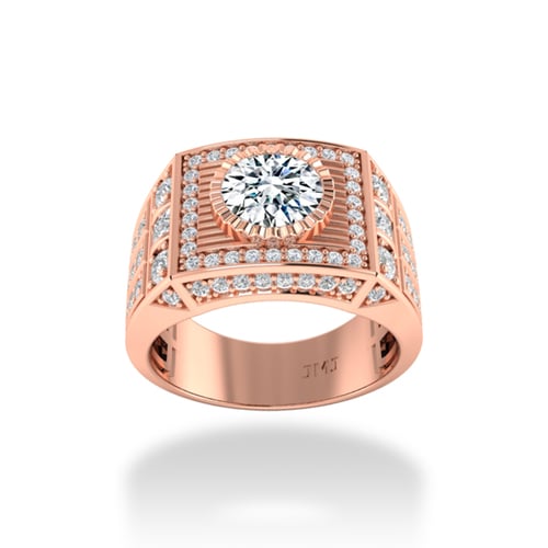 Nhẫn vàng hồng nam 18K mạnh mẽ, tối giản