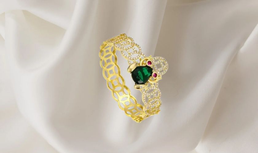 Nhẫn Kim Tiền Vàng Tây Đính Đá Hình Thiềm Thừ