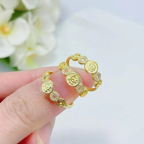 nhan-kim-tien-vang-10k-3 Hình 3: Nhẫn kim tiền vàng non chữ Lộc