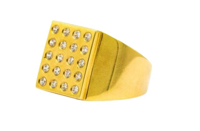 Mẫu nhẫn nam vàng 18K với 20 viên đá nhỏ li ti hiện đại