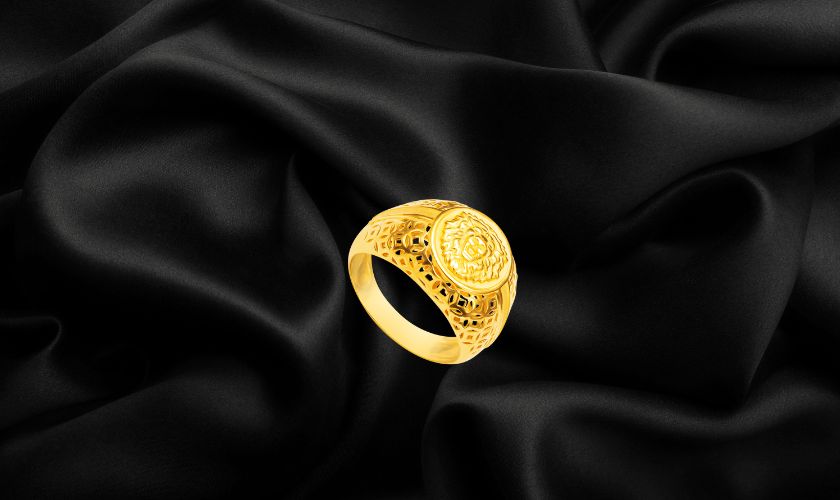 Nhẫn thần tài cho nam thiết kế khắc đầu sư tử mạnh mẽ