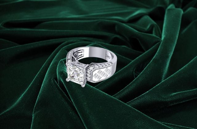 Trang sức nhẫn nam vàng trắng 18K sang trọng