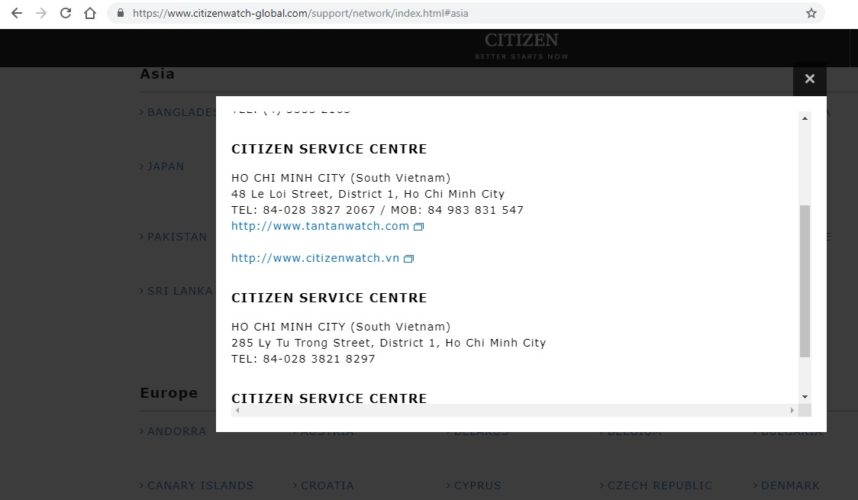 Trung tâm sửa chữa đồng hồ CITIZEN