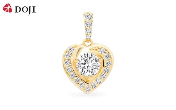 Mặt dây chuyền trái tim màu vàng vàng sẽ thích hợp với các cô nàng có tông da ấm
