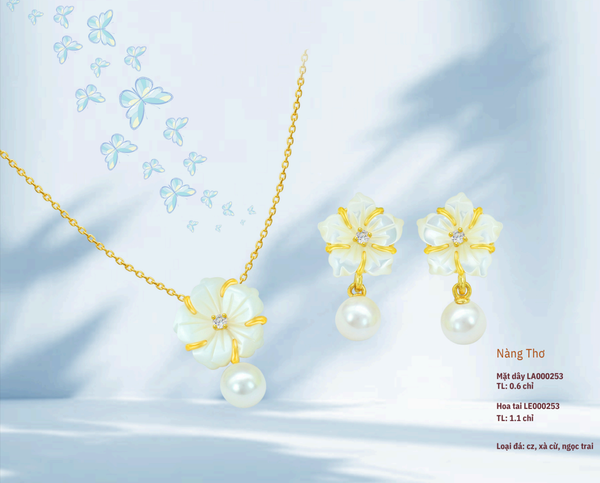 u-va-ngoc-trai-ton-vinh-su-thanh-lich_24c6f2be39fe42f88831cc7c8cabdab2_grande Vòng cổ, hoa tai kết hợp đá CZ, xà cừ và ngọc trai, tôn vinh sự thanh lịch