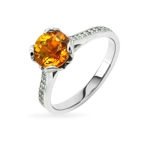 Nhẫn nữ vàng trắng 14K gắn đá citrine DOJI AFRH000785F2CI1 độc đáo, biểu tượng của niềm vui, hạnh phúc và sự chân thành