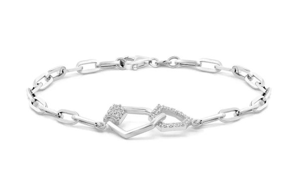 Lắc tay nữ vàng trắng 14K gắn đá CZ DOJI AFBK000644F2CZ1 tôn lên phong cách cá tính, thời thượng