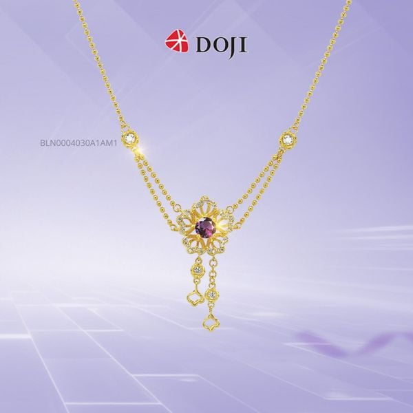 Bằng lăng tím: Ý nghĩa hoa bằng lăng, biểu tượng của mùa hè 7 Dây chuyền liền mặt được chế tác tỉ mỉ từ vàng 24K nguyên chất gắn đá Amethyst giúp tôn vinh phong cách quyến rũ của người phụ nữ